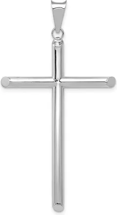 Diamond2Deal 14k White Gold Polished Tube Cross Pendant