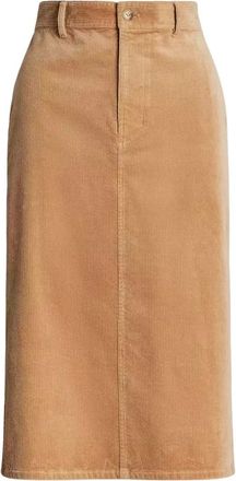 Ralph Lauren Rokken, Dames, Bruin, XS, Katoen, Corduroy midi rok