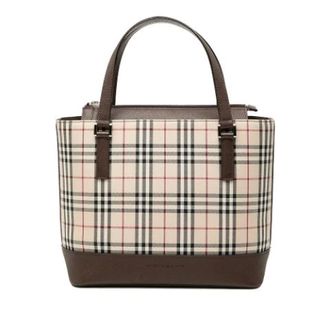 Burberry Pre-owned Canvas Handbag - Dames - Pre-owned - Beige - Maat: ONE Size Leer