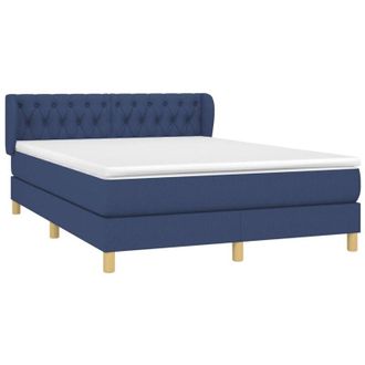 vidaXL Cama Box Spring Con Colch&oacute;n Tela Azul 140x200 Cm Vidaxl