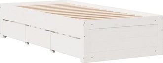 vidaXL Bed Frame without Mattress with Drawers White 90x190 cm Single Solid Wood Pine Vidaxl