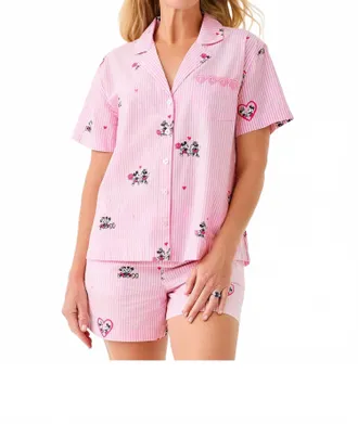 Lilly Pulitzer Mari Pajama Button-Up Top In Multi Disney Half Drop Overprint