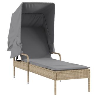 vidaXL Tumbona Con Capota Rat&aacute;n Sint&eacute;tico Beige Vidaxl