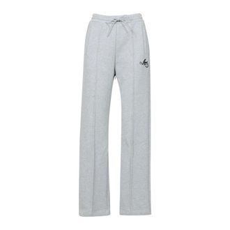 Msgm Msgm, Broeken, Dames, Grijs, M, Leer, Gem&ecirc;leerde Jersey Joggingbroek met Cursief Logo