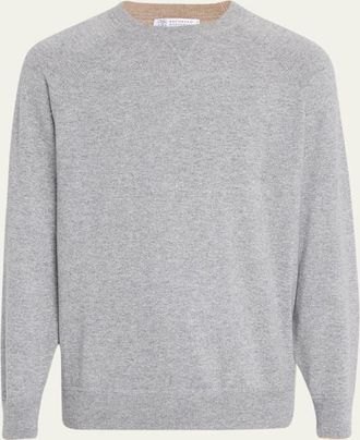 Brunello Cucinelli Mens Cashmere Raglan Crewneck Sweater
