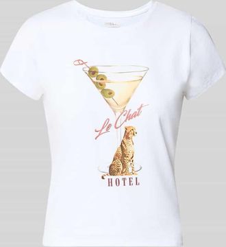 Guess T-Shirt mit Label-Detail Modell LEOPARDTINI in Weiss, Gr&ouml;&szlig;e XL