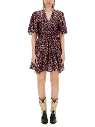 Isabel Marant Multicolor Geometric V Neck Mini Dress
