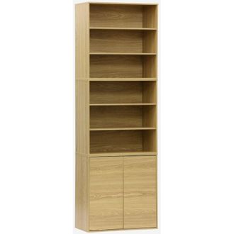 Sweeek Sweeek - Estanter&iacute;a, Biblioteca Modular Con 2 Puertas Y 5 Estantes, Kompo, Roble, 70x35x210 Cm