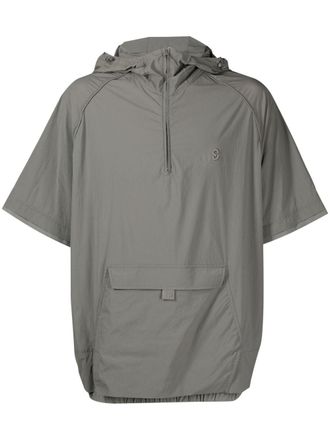 Songzio logo-embroidered short-sleeve hoodie - Green