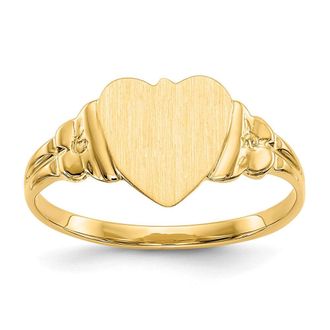 Diamond2Deal 14k Yellow Gold Closed Back Heart Signet Ring