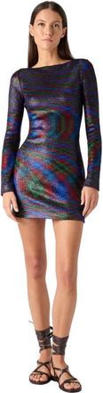 Missoni Long-sleeve Mini Dress With Flame Pattern in Green & Purple at Nordstrom, Size 40 It