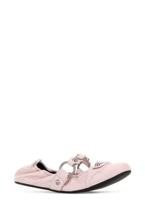 Balenciaga Womens Pink Leather City Ballerinas Petal Pink-White-Slv T Domesticated Lamb Le Ballerine Pink/white/slv Flat Shoes