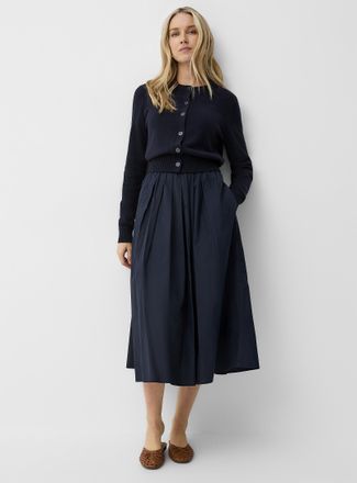 Contemporaine Womens Pleated waist poplin maxi skirt