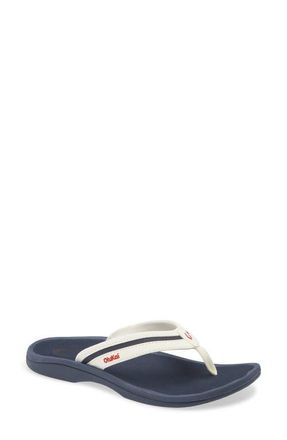 Olukai Ohana Plua Water Resistant Flip Flop in White Sand/Americana at Nordstrom, Size 10