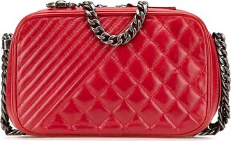 Chanel Pre-owned Womens Quilted Leather Crossbody Bag - Red - One Size