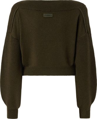 Pinko Womens Cropped Wool Jumper Military Green Jumpers Sweater