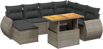 vidaXL Vidaxl - Set De Sof&aacute;s De Jard&iacute;n 8 Pzas Y Cojines Rat&aacute;n Sint&eacute;tico Gris