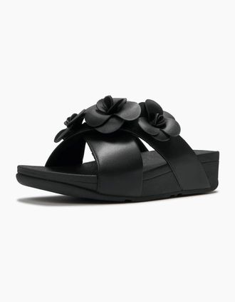 FitFlop Womens Fitflop Lulu Flower Polyurethane Womens Black Sandals - Size: 5