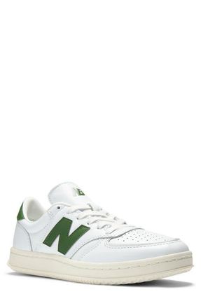 New Balance T500 Tennis Sneaker in White/Dark Alpine Green at Nordstrom, Size 7