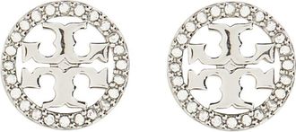 Tory Burch Circle-stud Crystal Logo Earrings