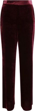 Etro Rode Fluwelen Broek Vrouwen Rechte Pijp - Dames - Wijde Broeken - Rood - L - Broeken