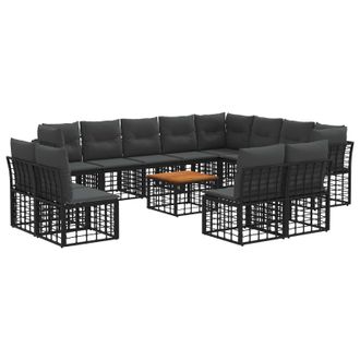 vidaXL Conjunto De Sof&aacute;s De Exterior 13 Pcs Negro Y Gris Oscuro Vidaxl