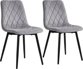 Relaxdays Silla De Comedor Relaxdays, Set De 2, Terciopelo, Patas Met&aacute;licas, 120 Kg, Sal&oacute;n Y Cocina, Tapizada, Gris