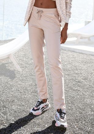 Lascana Loungepants LASCANA, Damen, Gr. 32/34, N-Gr, braun (nougat), Sweatware, Obermaterial: 60% Baumwolle, 40% Polyester, unifarben, bequem lang, Hosen Loun
