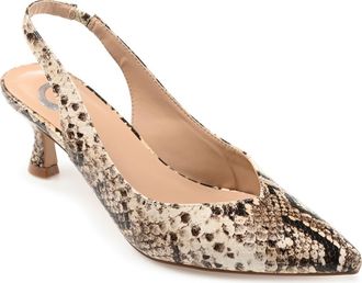 Journee Collection Mikoa Snake Embossed Slingback Pump in Tan at Nordstrom Rack, Size 5.5