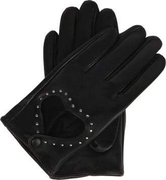 Kazar Zwarte touchscreen handschoenen met hartuitsparing - Dames - Handschoenen - Zwart - M - Leer - Accessoires