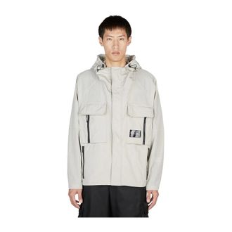 Moncler Jassen, Heren, Grijs, M, Shell Parka Jas met Capuchon