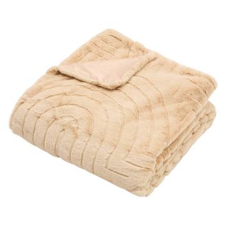 Atmosphera Manta Arka De 180 X 230 Cm Con Efecto De Piel Sint&eacute;tica Beige - Atmosphera Cr&eacute;ateur DInt&eacute;rieur