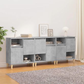 vidaXL Vidaxl - Aparadores 3 Uds Madera Contrachapada Gris Hormig&oacute;n 60x35x70 Cm