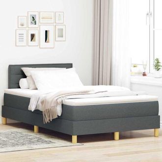 vidaXL Vidaxl - Cama Tipo Box Spring Con Colch&oacute;n Gris Oscuro 120 X 190 Cm Tela