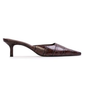 Black Suede Studio Riley 50 Mule in Brown Croc Leather at Nordstrom, Size 38