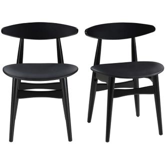 Miliboo Set di 2 sedie in legno nero walford