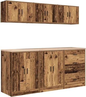 vidaXL Garage Cabinets 6 pcs Old Wood Engineered Wood Vidaxl