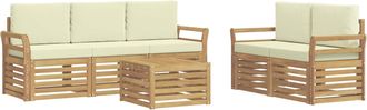 vidaXL Conjunto De Sof&aacute;s De Exterior 6 Uds. Blanco Y Crema Poli&eacute;ster Vidaxl