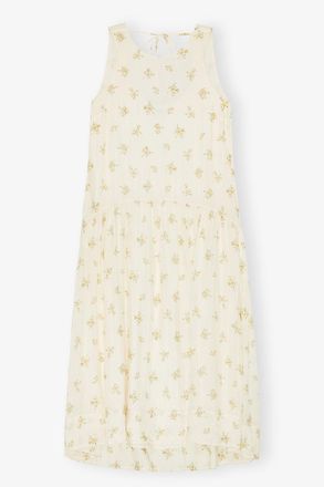 Ganni White Ivory Floral Dress - Size 10/12 Viscose
