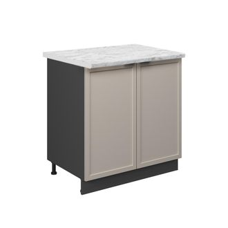 Vicco Armario Bajo Para Fregadero Fame-line, Grisbeige, 80 Cm Con Estante, Et M&aacute;rmol, Vicco