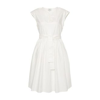 Woolrich Short Dresses, female, White, Size: XS Belted Poplin Short Dress