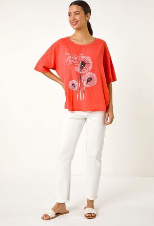 Roman Dandelion Hotfix Tunic Top