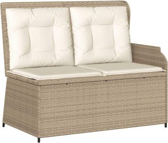 vidaXL Sill&oacute;n Reclinable De Jard&iacute;n Con Cojines Rat&aacute;n Sint&eacute;tico Beige Vidaxl