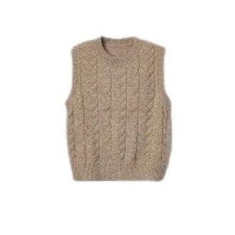 Max Mara Gebreid vest met vlechtmotief - Dames - Truien - Bruin - Maat: M Wol