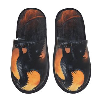Generic Full Moon Black Dragon Women Men Slippers Slip On Shoes Non-Slip House Shoes For Bedroom Outdoor Indoor M