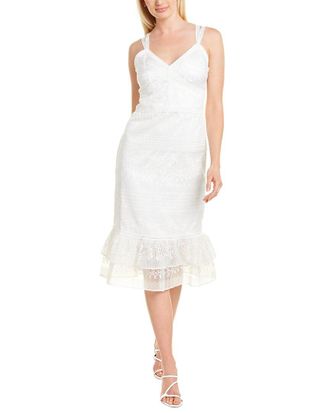 Theia Sweetheart Lace Midi Dress