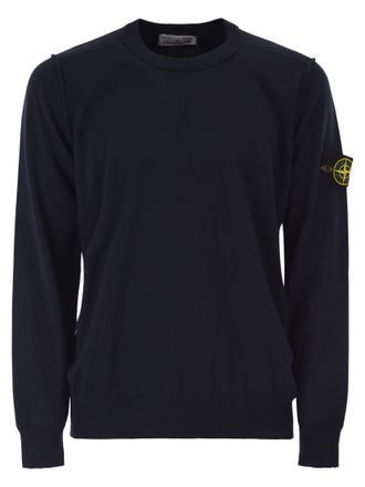Stone Island Crew Neck Jumper With Small Lapel