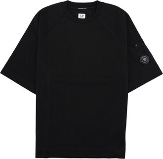 C.P. Company Black Minimal Logo Relaxed Fit Cotton T-Shirt