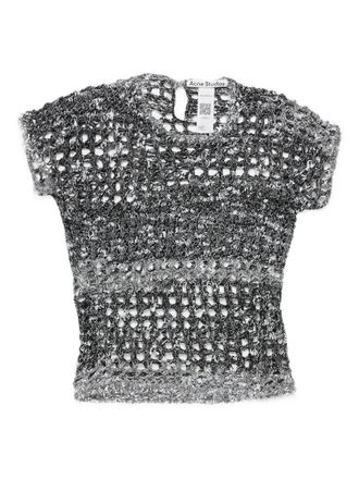 Acne Studios crochet-knit cropped T-shirt - Grey