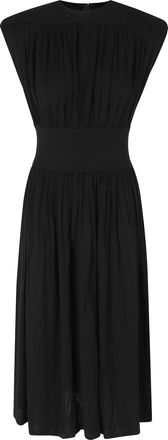 Anine Bing Black Fran Draped Viscose Midi Dress